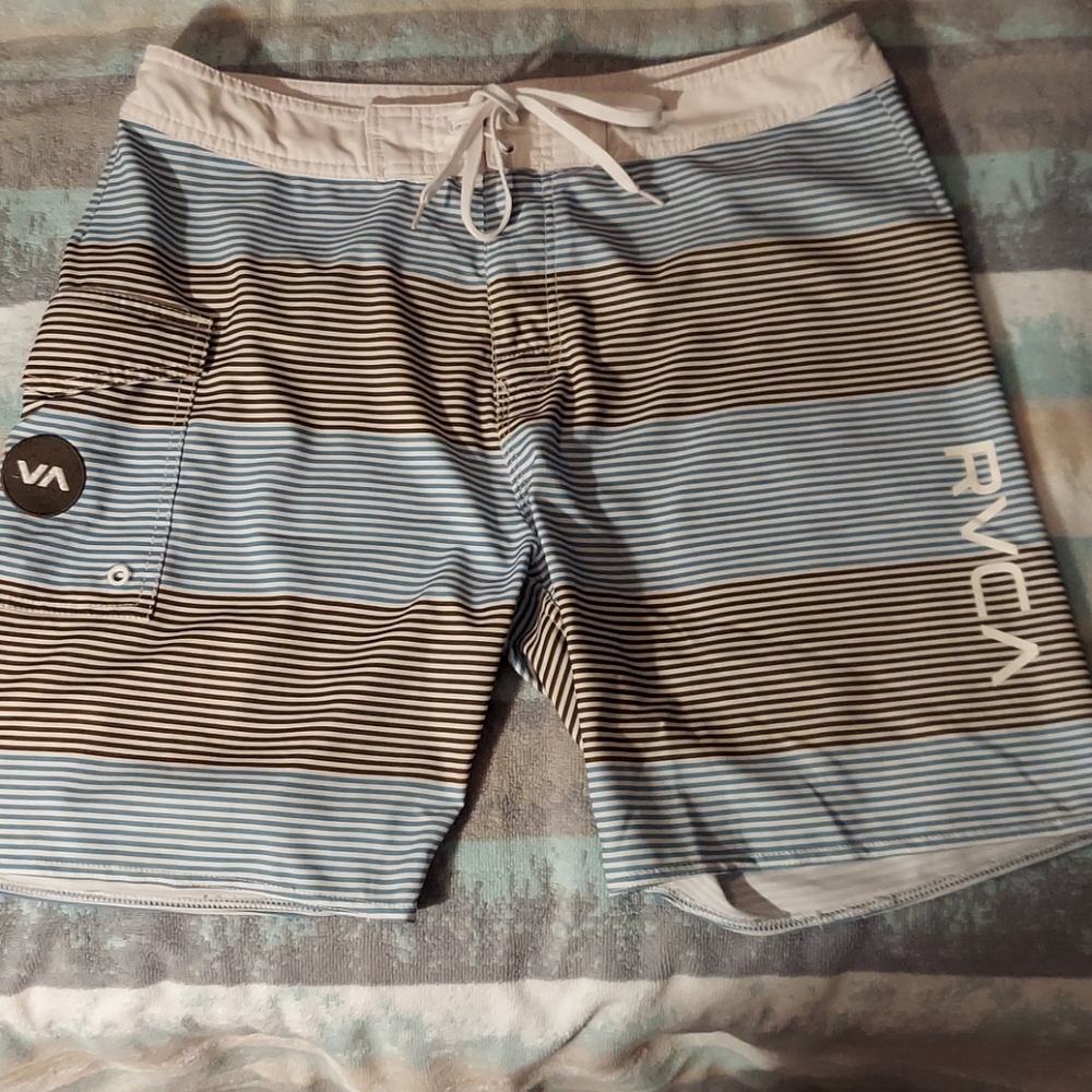 Men's RVCA Stretch Boardshorts 33W Blue/Brown